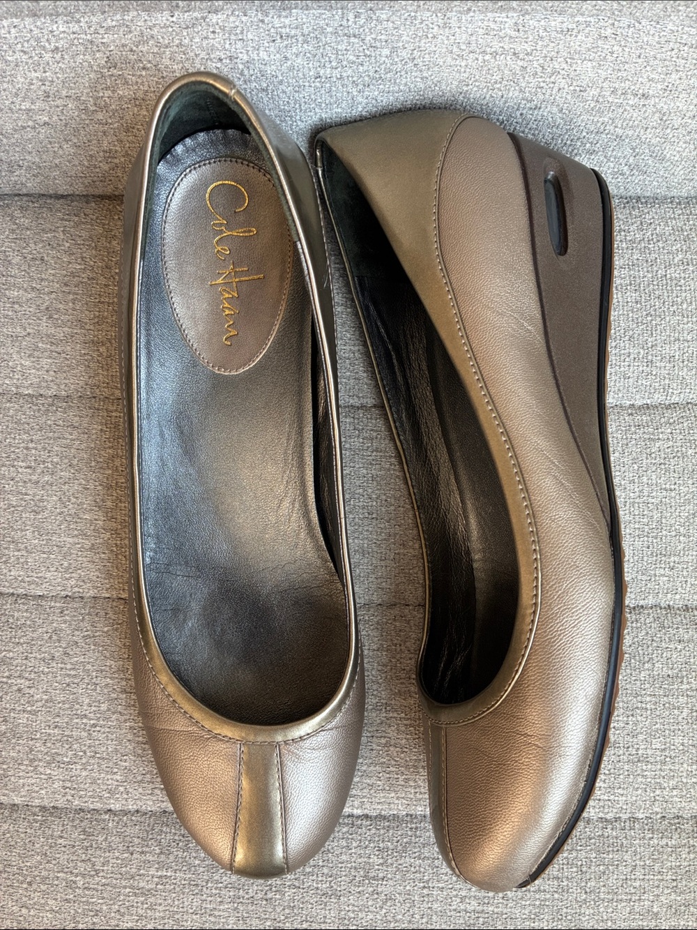 Cole Haan Nike Air Leather Short Wedge Ballerina Shoes Bronze/Gold Women's US 8B